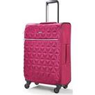 Rock Luggage Jewel 4 Wheel Soft Medium Suitcase - Pink