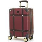 Rock Luggage Vintage 8 Wheel Retro Style Hardshell Cabin Suitcase - Burgundy