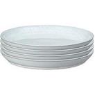 Denby White Speckle Set Of 4 Coupe Dinner Plates