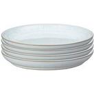 Denby White Speckle Set Of 4 Coupe Medium Plates
