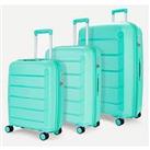 Rock Luggage Tulum 3 Piece Set Hardshell 8 Wheel Spinner - Turquoise