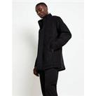 River Island Wool Commuter Fixed Liner Overcoat - Black