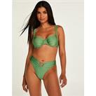 Hunkemoller Mauritius Ring Cheeky High Waist Bikini Brief - Green