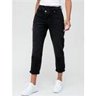 V By Very Wrap Front Mom Jean - Washed Black