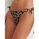 New Look Brown Leopard Print Tie Side Bikini Bottom