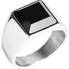 Gent'S Black Onyx Square Stainless Steel Signet Ring