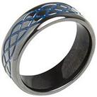 Gent'S Black Zirconium Ring With Blue Enamel Detail