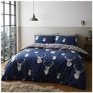 Catherine Lansfield Stag Check Duvet Cover Set - Navy