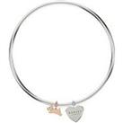 Radley Ladies Silver Plated Handing Dog And Heart Charm Bangle