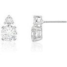 Buckley London The Carat Collection - Clear Round Double Drop Earrings