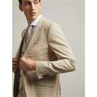 Burton Menswear London Burton Skinny Fit Textured Check Suit Jacket - Stone
