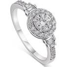 The Love Silver Collection Sterling Silver Cubic Zirconia Mixed Cut Vintage Halo Ring