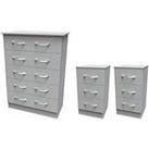Swift Elton 3 Piece Ready Assembled Package - 5 Drawer Chest And 2 Bedside Chests - Fsc Certified