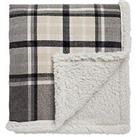 Very Home Chenille Check With Sherpa Throw - Grey
