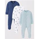 Everyday Baby Boys 3 Pack Sleepsuits - Blue