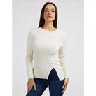 Guess Stitch Detail Ribbed Knitted Sweater - Cream White