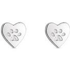 Simply Silver Sterling Silver 925 Heart Paw Stud Earrings