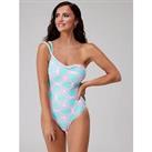 Lucy Mecklenburgh X V By Very Double Strap One Shoulder Swimsuit - Multi