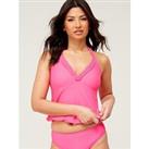 V By Very Braided Halter Neck Blouson Tankini Top - Pink