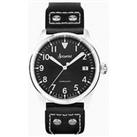 Accurist Aviation Mens Black Leather Strap Analogue Watch