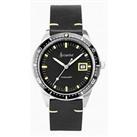 Accurist Dive Mens Black Leather Strap Analogue Watch