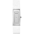 Sekonda Ladies Slimline Rectangle White Leather Strap With Silver Dial Watch