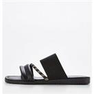V By Very Wide Fit Elastic Strap Slider Sandal - Black