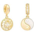 The Love Silver Collection 18Ct Gold Plated Sterling Silver Pack Of 2 Bracelet Drop Charms