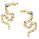 The Love Silver Collection 18Ct Gold Plated Sterling Silver Snake Cz Stud Earrings