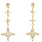 The Love Silver Collection 18Ct Gold Plated Sterling Silver Star Cz Long Drop Earrings