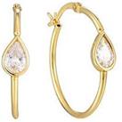 The Love Silver Collection 18Ct Gold Plated Sterling Silver Teardrop Bezel Cz Creole Hoop Earrings