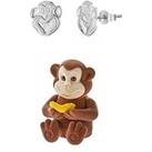 The Love Silver Collection Sterling Silver Monkey Stud Earrings With A Novelty Gift Box