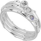 The Love Silver Collection Triple Stacking Ring Rainbow Moonstone