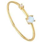 The Love Silver Collection 18Ct Gold Plated Sterling Silver Delicate Opal And Cubic Zirconia Stackin