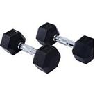 Homcom 2X5Kg Rubber Dumbbell Sports Hex Weights Sets Gym Fitness Lifting Home