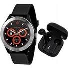 Harry Lime Fashion Smart Watch In Black Featuring Black True Wireless Stereo Earbuds In Charging Cas