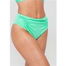 V By Very Shape Enhancing Ruched High Waisted Bikini Brief - Green