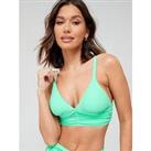 V By Very Shape Enhancing Ruched Waist Bikini Top - Green