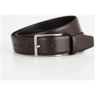 Boss Erman Formal Leather Belt - Dark Brown