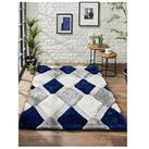 Origins 3D Geo Shaggy Navy Rug In 3 Size Options