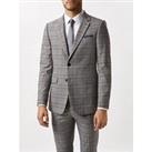 Burton Menswear London Skinny Fit Check Suit Jacket - Grey