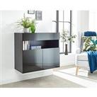 Gfw Galicia Wall Hanging Sideboard With Led Light - Black