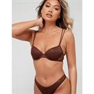 Calvin Klein Sheer Lace Lightly Lined Demi Bra - Brown