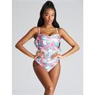 South Beach Southbeach Blue / Pink Retro Twist Swimsuit With Tummy Control