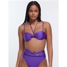 River Island Twist Halter Bikini Top - Purple