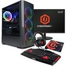 Cyberpower Blaze Ryzen 5, Rtx 3050 Gaming Pc Bundle With 23.8In Fhd Monitor, Headset, Keyboard, Mouse And Mouse Pad.