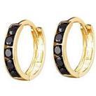 Seol + Gold 18Ct Gold Plated Sterling Silver Black Cz Huggies
