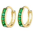 Seol + Gold 18Ct Gold Plated Sterling Silver Emerald Cz Huggies