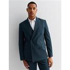 New Look Blue Double Breasted Slim Suit Jacket