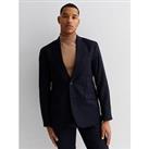 New Look Revere Collar Slim Fit Suit Jacket - Navy